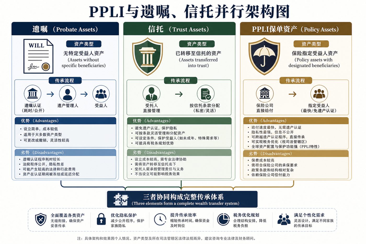 PPLI与遗嘱信托并行架构图